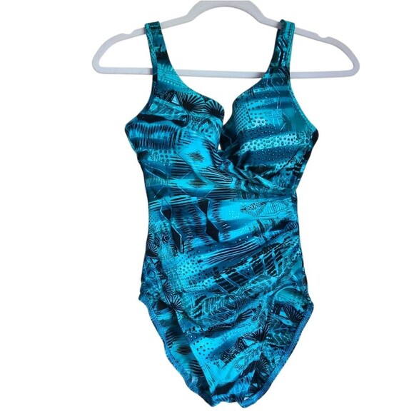 miraclesuit one piece bathing suit slimming swimsuit blue womens size 8 - Picture 1 of 6